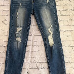Distressed Blue Jeans